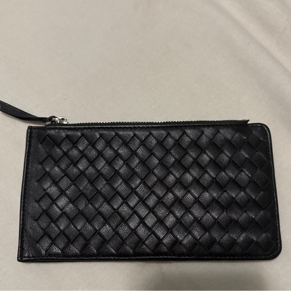 Bottega Veneta Black Woven Leather double sided wallet - Picture 2 of 8